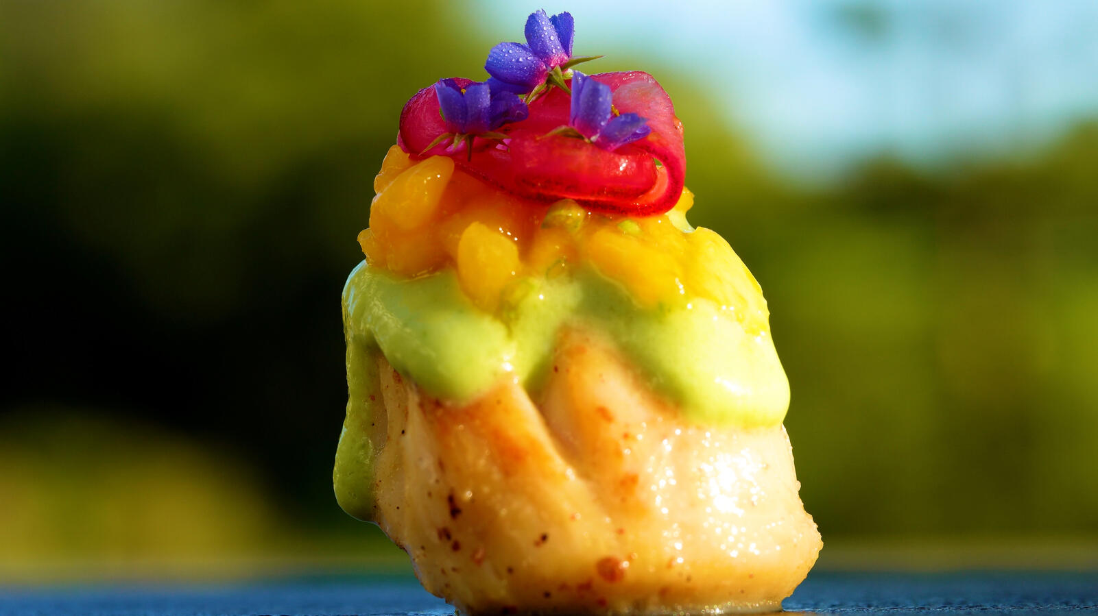 Untitled Avocado mango scallops, fine dining private chef in the Algarve