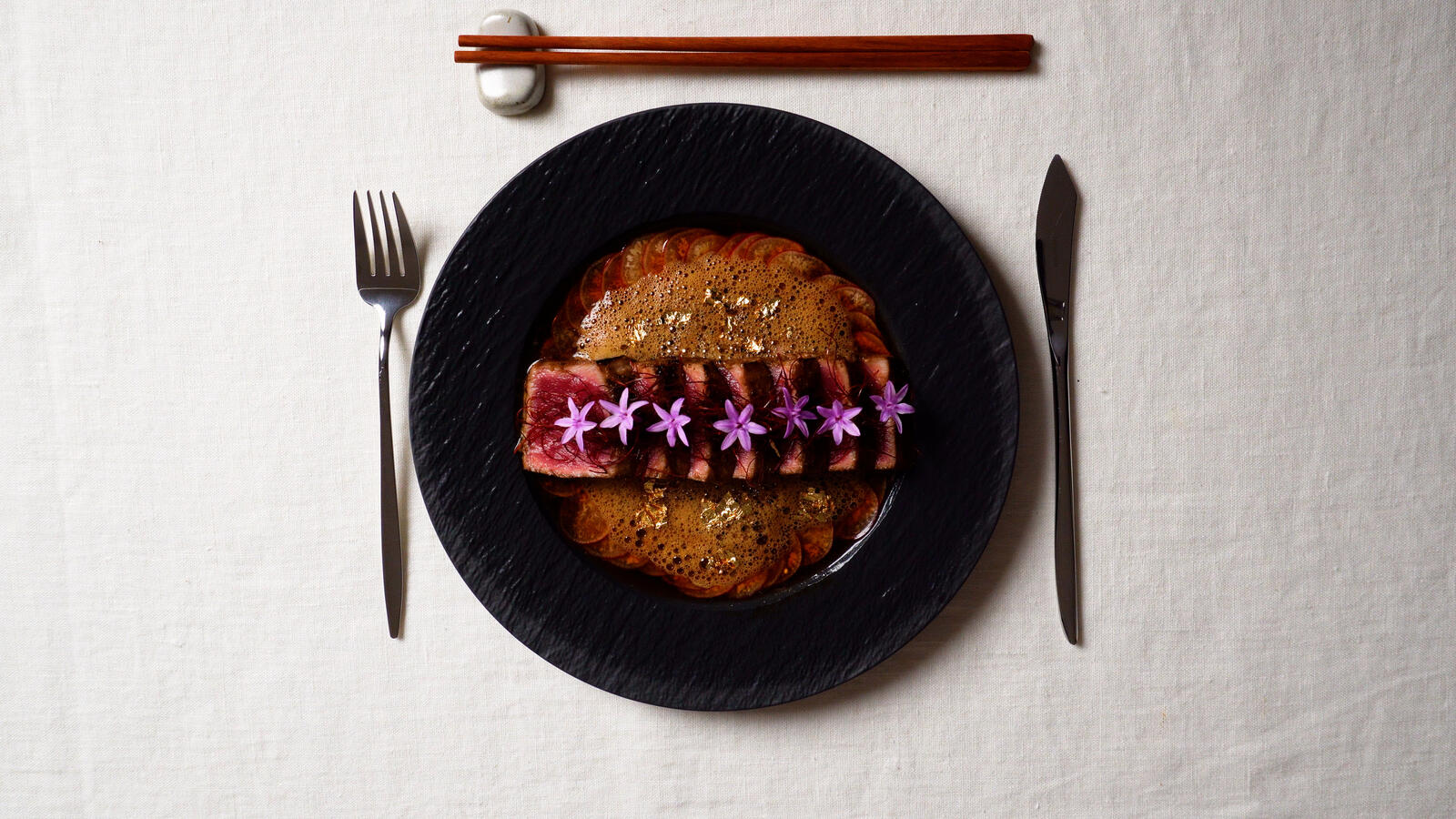 Bluefin tuna tataki with yuzu ponzu emulsion. A timeless classic for an omakase menu.